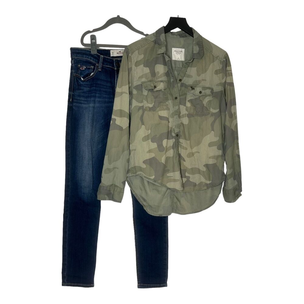 Abercrombie Camo Shirt Hollister‎ Jeans Womens Vintage Outfit Top M Jeans 27